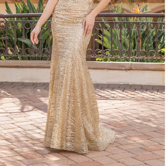 New Dazzling Sequins Embellihsed Party Dress w/ Lace Up Back & V-Neck DQ 4323 - Picture 9 of 9